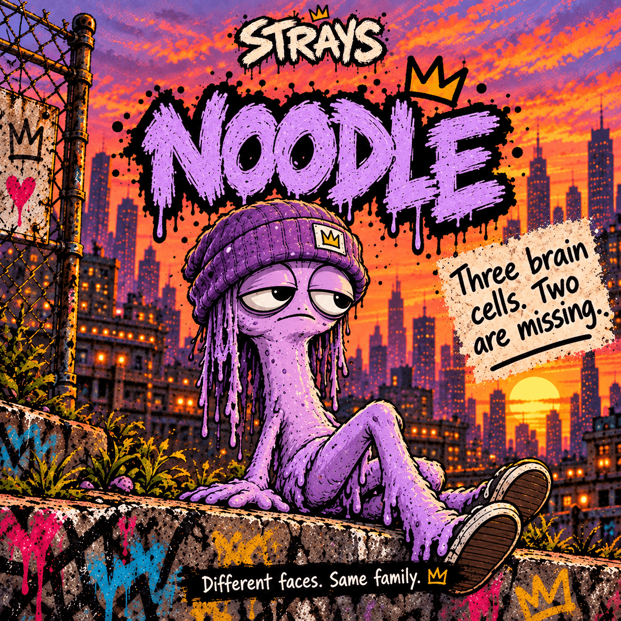 NOODLE: Three brain cells, two are missing.
